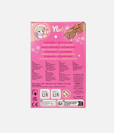 Ylvi Artificial Unicorn Nails, 24 Self-Adhesive Nails for Kids - 0013656