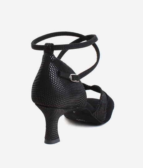 Flared Heel Dance Sandal, Adjustable Strap & Suede Sole - 084X