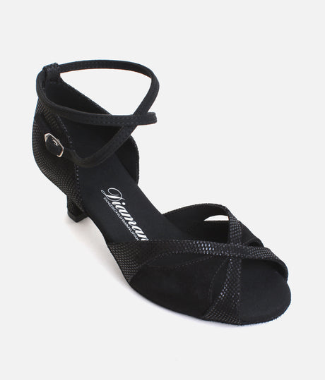Flared Heel Dance Sandal, Adjustable Strap & Suede Sole - 084X