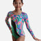 Long Sleeve Girl's Gymnastics, Retro Print - 17803
