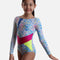 Printed Long Sleeve Girl's Gymnastics Leotard - 17807