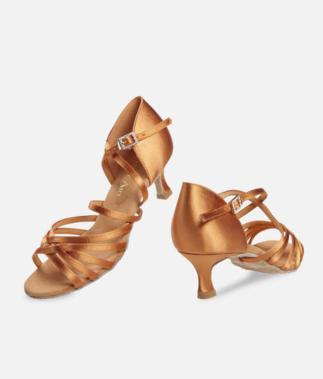 DanceArt Ladies Latin Competition Dance Shoes, Satin Dance Heels 5cm - 217