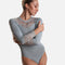 Long Sleeve Dance Leotard, Gray Lace - RDE2658