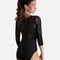 Flocked Mesh Ballet Leotard, 3/4 Sleeve with Ruched Neckline - 31588