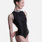Coco Mesh Turtleneck Sleeveless Leotard, Floral Accent - 31654