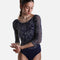 Dunia Flocked Tulle Leotard, Sophisticated 3/4 Sleeve - 31670