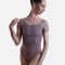 Felicity Floral Print Leotard, Soft Lined, Short Tulle Sleeves - 31709