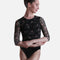 Frida Floral Print Leotard, ¾ Sleeve, Open Back, Lined - 31710