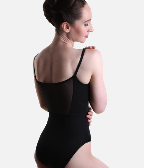 HANNE Thin-Strap Leotard, Sculpting Fit with Sheer Tulle Back - 31732