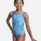 Girl's Tank Sleeves Gymnastics Leotard, Swirl of Blue Tones - 37822 (MOLECULES)