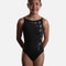 Girls Cara Boat Neck Leotard with Elegant Floral Front - CL40009