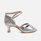 Silver Open Toe Dance Sandals with Flare Heel - 463X