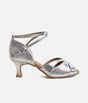 Silver Open Toe Dance Sandals with Flare Heel - 463X