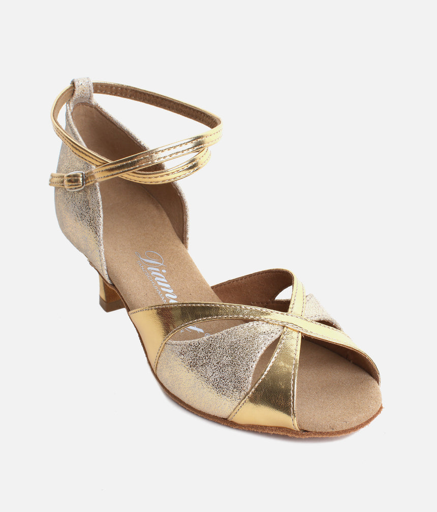 Ladies Latin Dance Shoes with Flare Heel and Suede Sole - 464