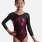 Girl's Crystal Motif Design Gymnastics Leotard with Long Sleeves - Z554