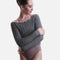 Off-the-Shoulder Cropped Long-sleeve Sweater, Soft Ribbed Knit Warm-Up Top - 6646