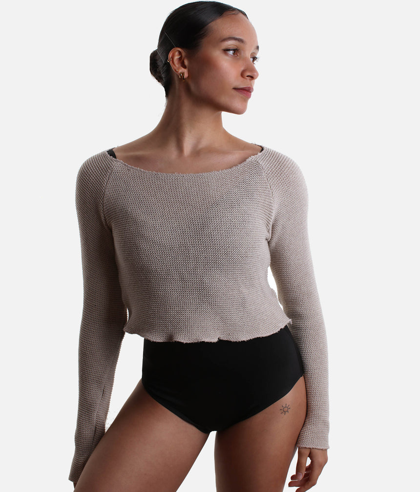 HUMAIRA Raglan Sleeve Cropped Dance Sweater, Ballet Warmup Layer - 6674