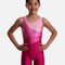 Girls Sleeveless Gymnastics Biketard, Pink Colour Burst - 7811