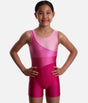 Girls Sleeveless Gymnastics Biketard, Pink Colour Burst - 7811