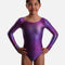 Girls Long Sleeve Gymnastics Leotard, Purple Rainbow Sparkle - 7818