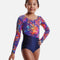 Long Sleeve Gymnastics Leotard, Metalic Print - 7893