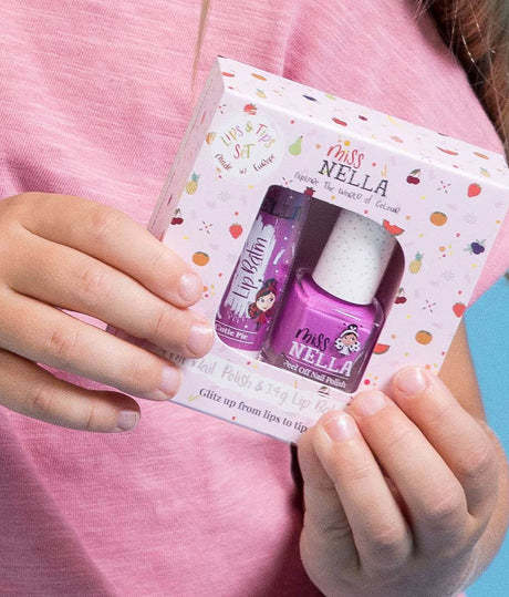 Girls Beauty Set, Blueberry Smoothie Nail Polish + Cutie Pie Lip Balm
