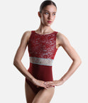IRIS GL Bordeaux • Lace Overlay Ballet Leotard with Teardrop Back