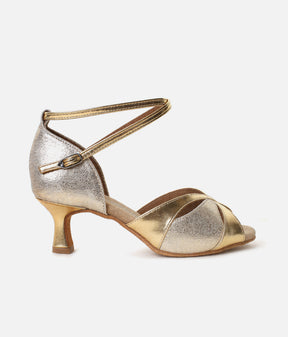 Ladies Latin Dance Shoes with Flare Heel and Suede Sole - 464