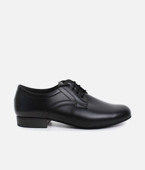 Mens Dance Shoes, Classic Black Leather Derby Style Ballroom Shoes - 085