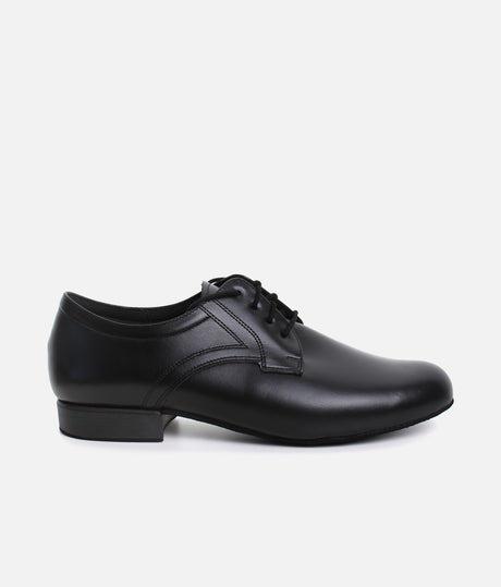 Mens Dance Shoes, Classic Black Leather Derby Style Ballroom Shoes - 085