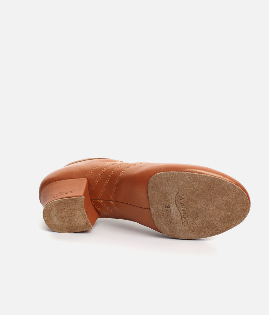 PortDance PD008 Premium Dark Tan Leather Cuban Heel Dance Shoes