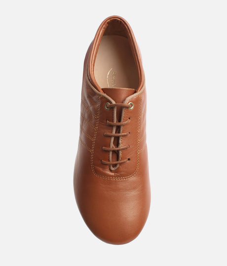 PortDance PD008 Premium Dark Tan Leather Cuban Heel Dance Shoes