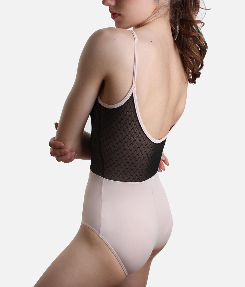 Camisole Ballet Leotard with Mesh Bodice & Open Scoop Back - RDE1889