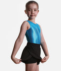 Roch Valley double layered black shorts worn over a leotard, with the curved outer layer lifted to show the closer inner shorts.