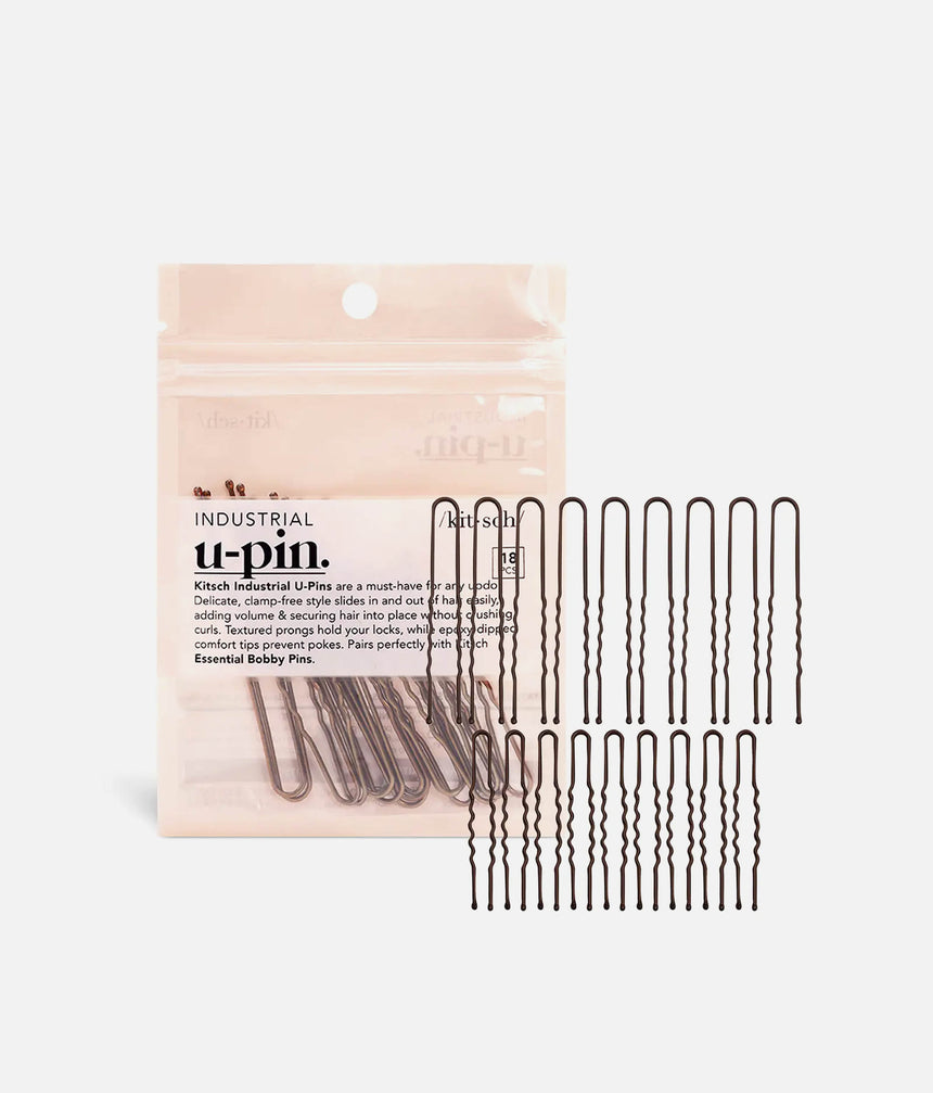 Brown U-Pins 18-Piece Set • Secure Hair Pins for Buns and Updos