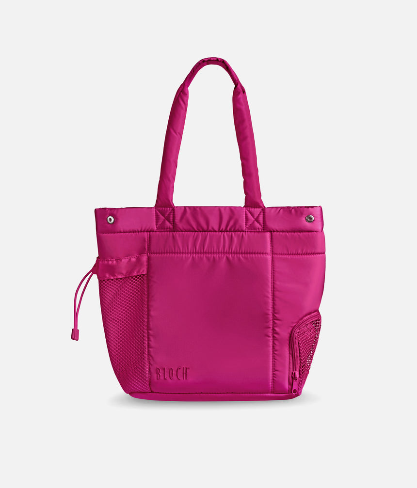 BLOCH Petite Studio Dance Bag A330S in Mulberry, with a softly padded body, shoulder handles and embroidered logo.