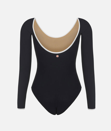 Premium Open Back Ballet Leotard with Compression Support - ALMA BLACK