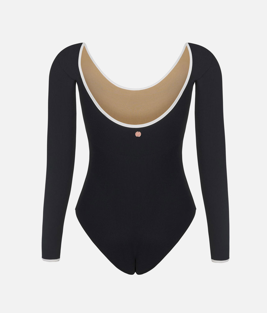 Premium Open Back Ballet Leotard with Compression Support - ALMA BLACK