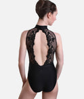 High Neck Dance Leotard, Lace Details - AMELIE
