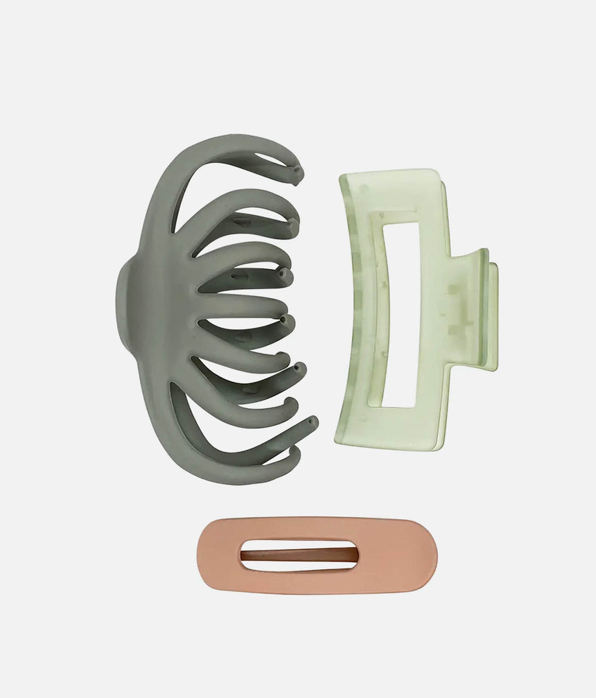 Assorted Octopus Claw Clip Set • 3-Piece Hair Clip Collection