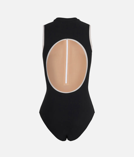Luxury High Neck Ballet Leotard with Open Back - AURA BLACK