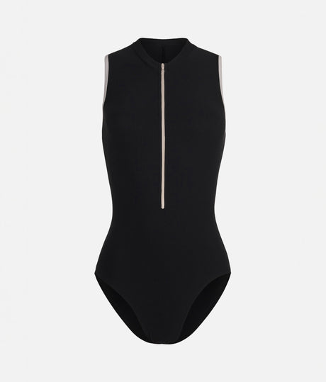 Luxury High Neck Ballet Leotard with Open Back - AURA BLACK
