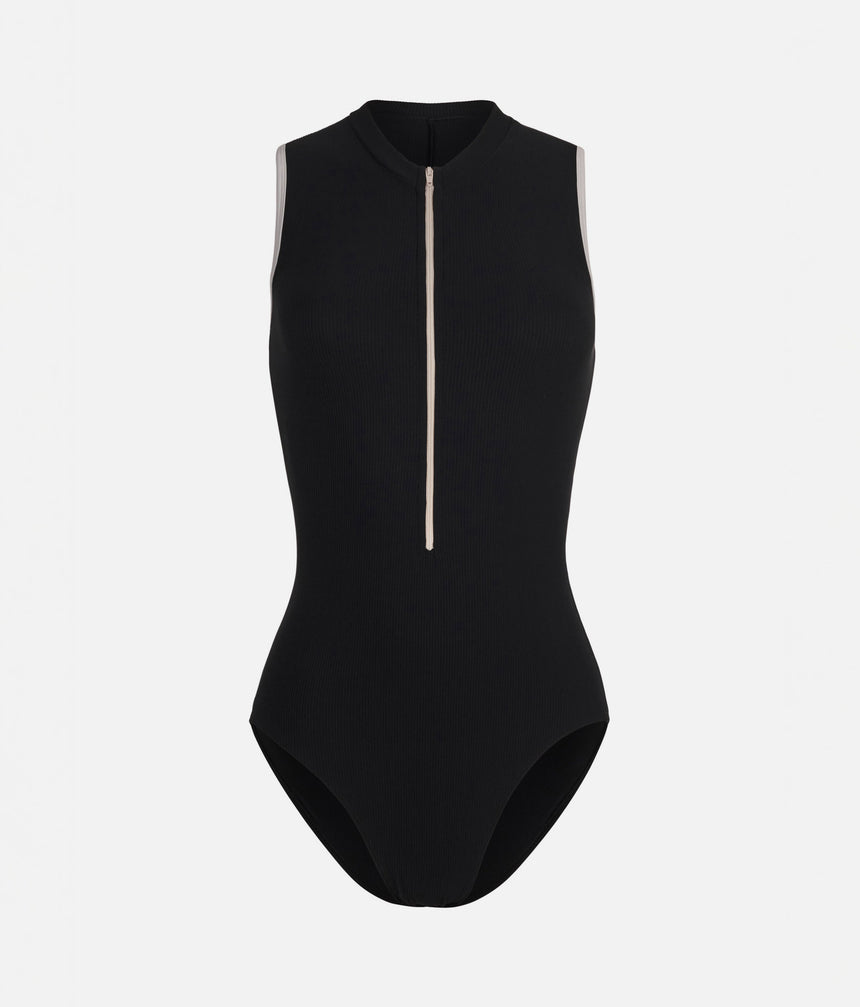 Luxury High Neck Ballet Leotard with Open Back - AURA BLACK