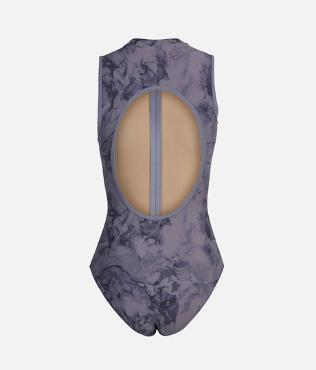 AURA GREY FLORAL Print Ballet Leotard, Open Back Dancewear