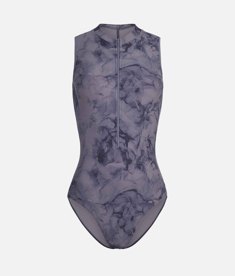 AURA GREY FLORAL Print Ballet Leotard, Open Back Dancewear