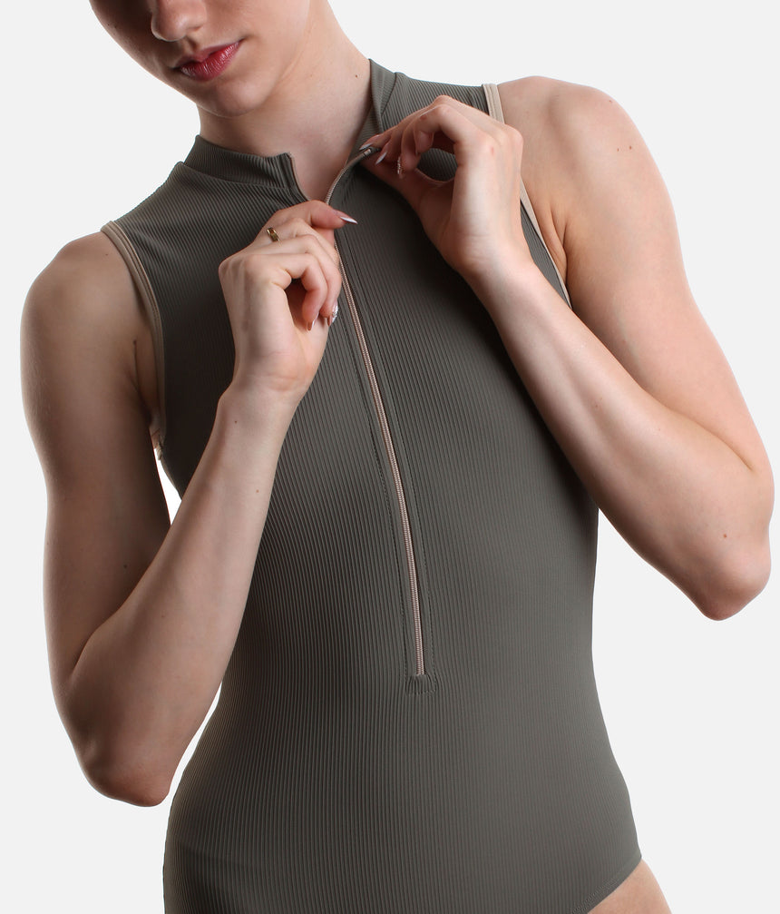 DEEP GREEN High Neck Ballet Leotard, Professional Balletwear - AURA