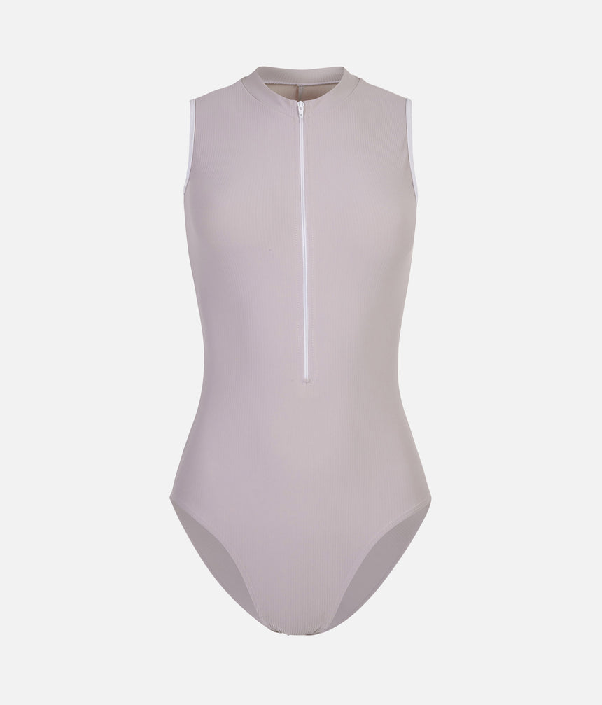 Ballet Leotard with Zip Front, Premium Studio Wear - AURA LIGHT NUDE