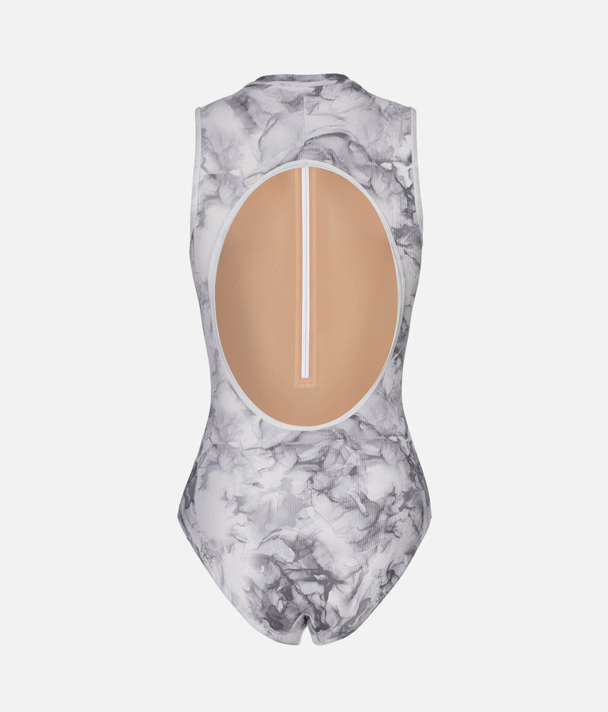 AURA WHITE MARBLE Print Ballet Leotard, Premium Dancewear