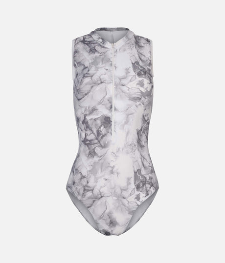 AURA WHITE MARBLE Print Ballet Leotard, Premium Dancewear