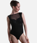 Sequin Embroidered Leotard, Mesh Sweetheart Neckline - AVIGNON